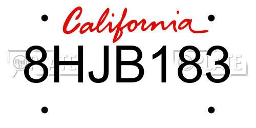 8HJB183 California License Plate