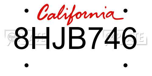 8HJB746 California License Plate