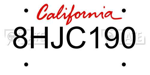 8HJC190 California License Plate