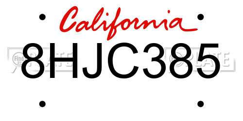 8HJC385 California License Plate