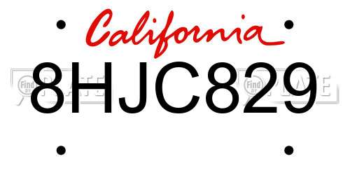 8HJC829 California License Plate