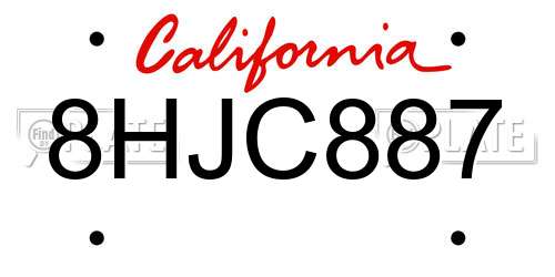 8HJC887 California License Plate