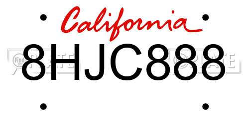 8HJC888 California License Plate