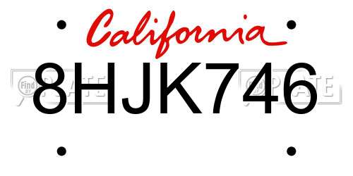 8HJK746 California License Plate