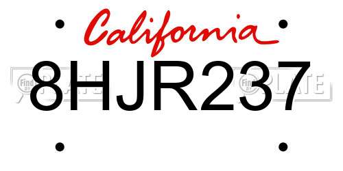 8HJR237 California License Plate
