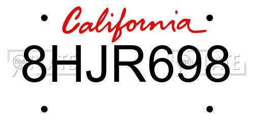 8HJR698 California License Plate