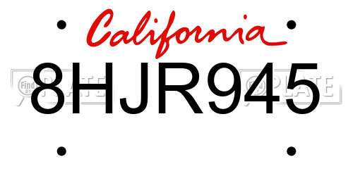 8HJR945 California License Plate
