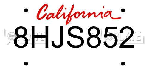 8HJS852 California License Plate