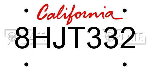 8HJT332 California License Plate