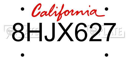 8HJX627 California License Plate