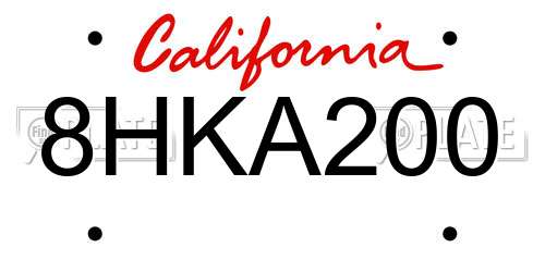 8HKA200 California License Plate