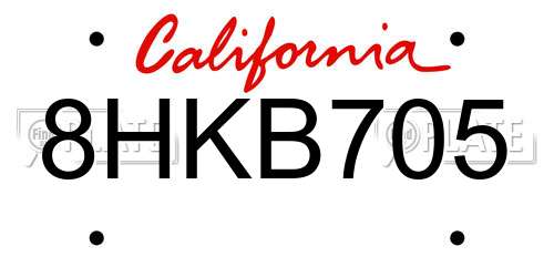 8HKB705 California License Plate