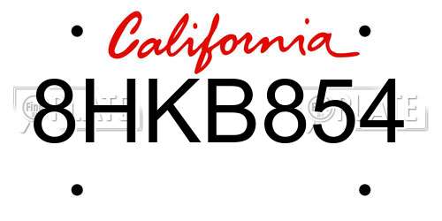 8HKB854 California License Plate