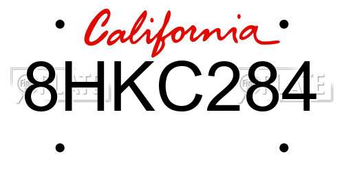 8HKC284 California License Plate