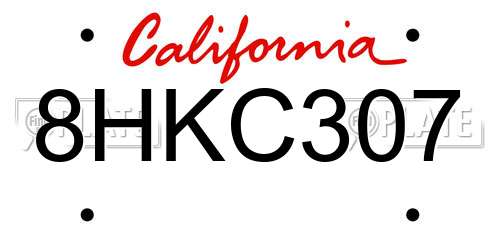 8HKC307 California License Plate
