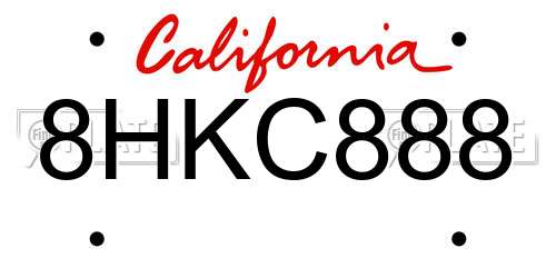 8HKC888 California License Plate