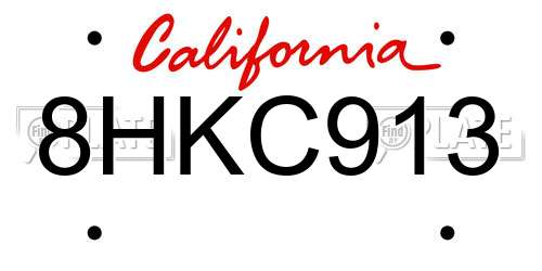 8HKC913 California License Plate