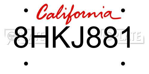 8HKJ881 California License Plate