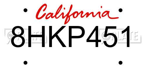 8HKP451 California License Plate