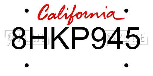 8HKP945 California License Plate