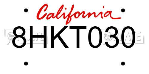 8HKT030 California License Plate