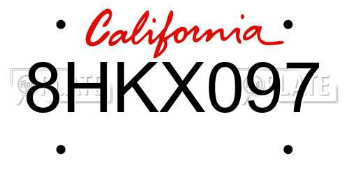 8HKX097 California License Plate