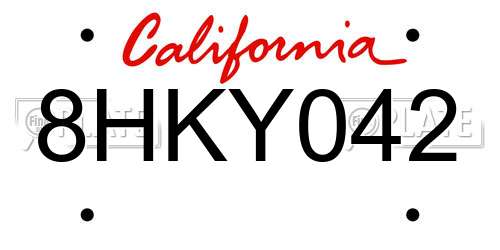 8HKY042 California License Plate