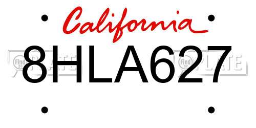 8HLA627 California License Plate