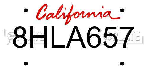 8HLA657 California License Plate