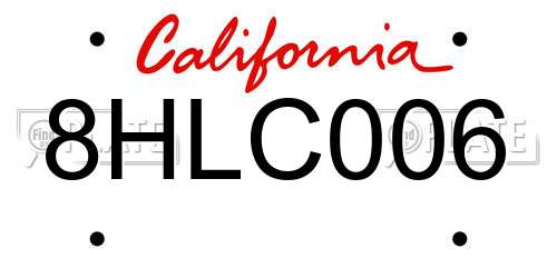 8HLC006 California License Plate