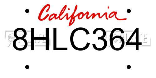 8HLC364 California License Plate