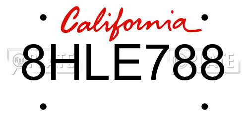 8HLE788 California License Plate