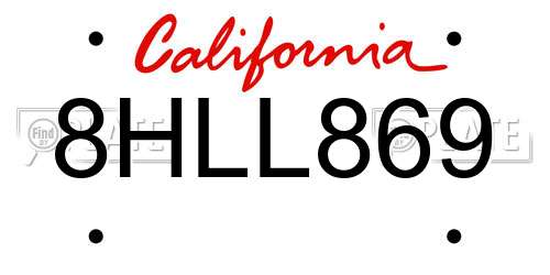8HLL869 California License Plate