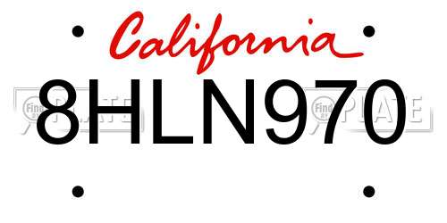 8HLN970 California License Plate