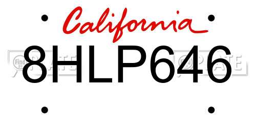 8HLP646 California License Plate