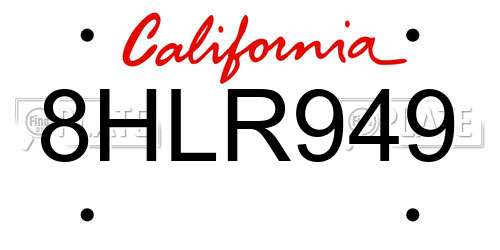 8HLR949 California License Plate