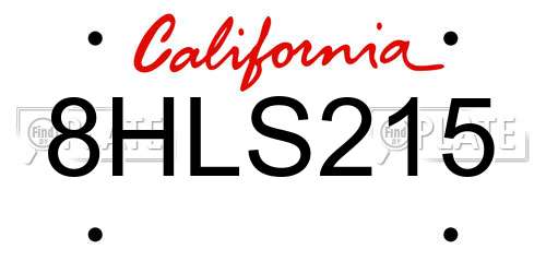 8HLS215 California License Plate