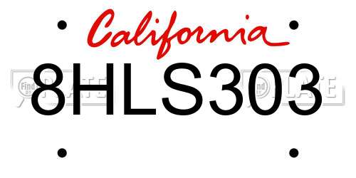 8HLS303 California License Plate