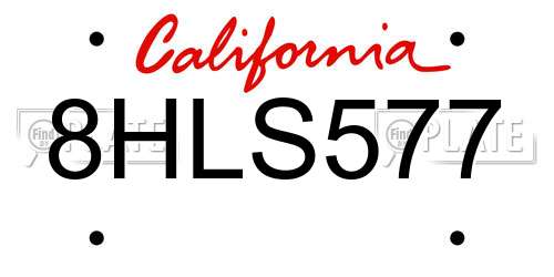 8HLS577 California License Plate