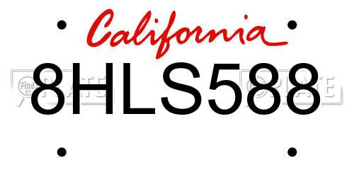 8HLS588 California License Plate