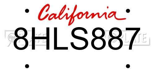 8HLS887 California License Plate