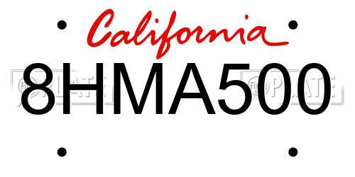 8HMA500 California License Plate