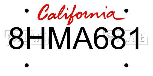 8HMA681 California License Plate