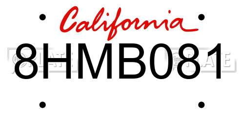 8HMB081 California License Plate