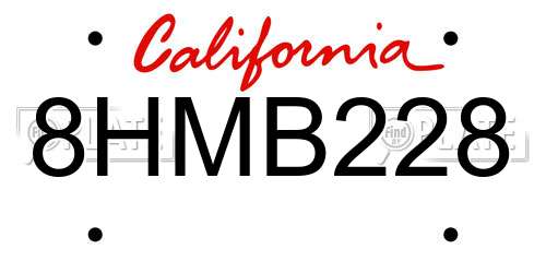 8HMB228 California License Plate