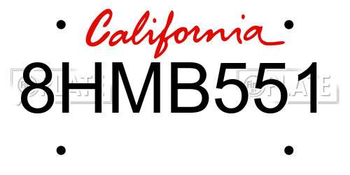 8HMB551 California License Plate