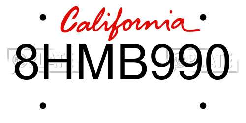 8HMB990 California License Plate