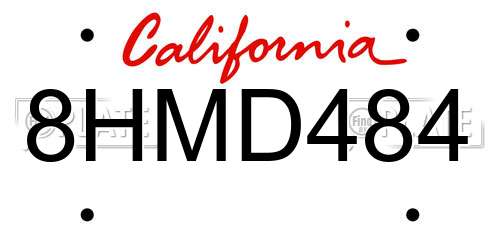 8HMD484 California License Plate