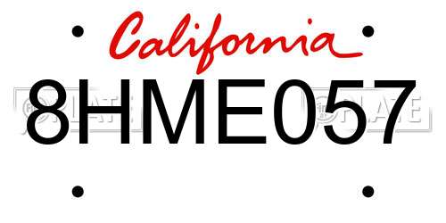 8HME057 California License Plate