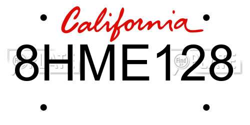 8HME128 California License Plate